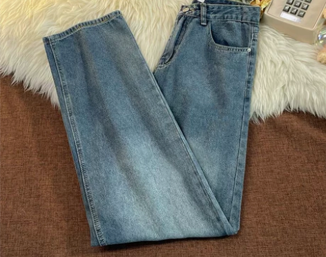 春秋季复古牛仔裤女韩版ins小个子高腰百搭...