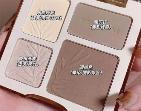 高光修容综合盘四色轮廓面部修饰哑光提亮鼻阴...