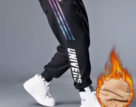 秋冬季胖子羊羔绒毛运动裤子男加肥加大码青年...