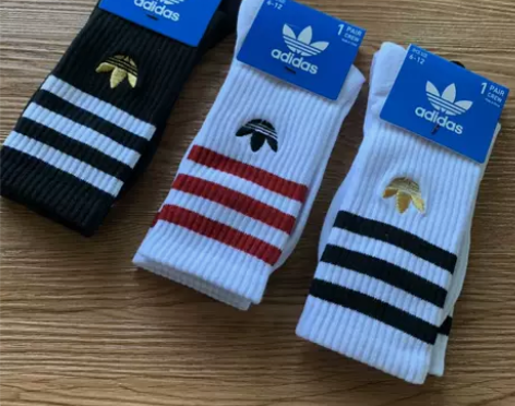 两双25包邮阿迪达斯刺绣标袜子 刺绣金标 ...