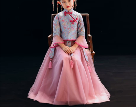 汉服唐装儿童礼服女童古装中国风改良旗袍古筝...