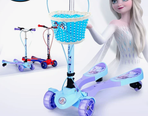 1迪士尼蛙式车滑板车儿童四轮剪刀车3-12...