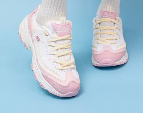 斯凯奇粉色奶茶熊女鞋复古灯芯绒老爹鞋旗舰店...