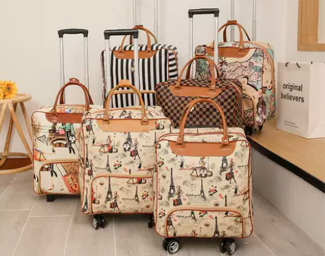 大容量万向轮拉杆包女短途旅游轻便小拉包PU...