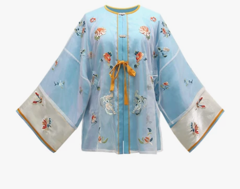 七月夕 天蓝蓝 汉服女明制圆领对襟衫渐变马...