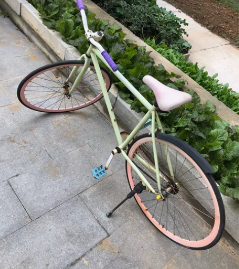 闲置死飞放了很久;很骑着很轻;倒刹;一只手...