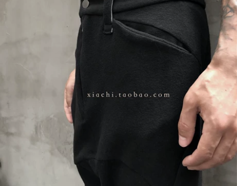 XIACHI夏装短裤休闲裤纯棉黑色吊裆裤立...