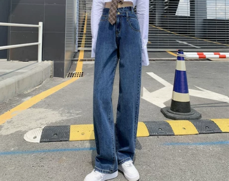 【38活动价】高腰阔腿牛仔裤女春秋宽松直筒...