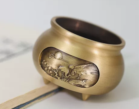 【清仓便宜出】仙鹤迷你铜香炉家用室内熏香檀...