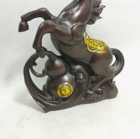 立马有福，马摆件，葫芦马 材质，黄铜仿紫铜...