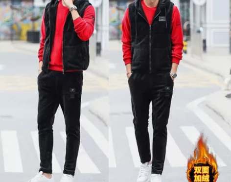 2022新款秋冬南极人男士金丝绒运动套装加...