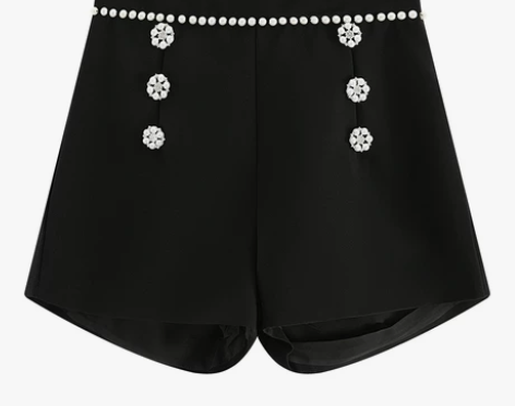 ?短裤女重工钉珠排扣2022春夏新品韩范高...