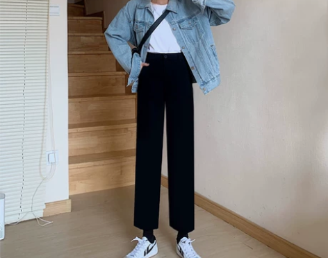 黑色裤子女2020新款秋冬高腰垂感阔腿裤宽...