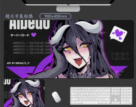 超大二次元女少鼠标垫电脑键盘防滑桌垫ins...