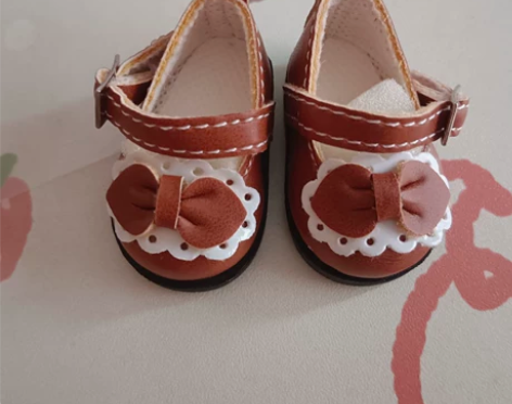 出20cm棉花娃娃娃鞋小皮鞋 棕色 标价可...