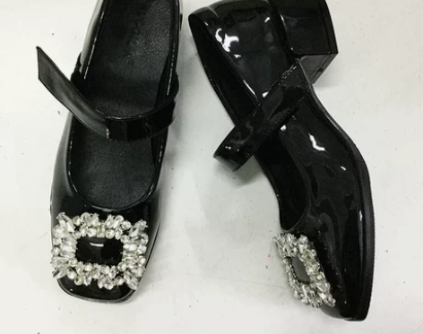 2022春夏新款水钻玛丽珍鞋女单鞋ins平...