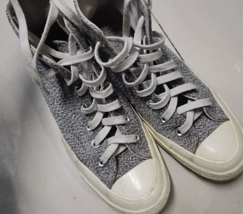 匡威高帮帆布鞋 灰色针织毛线款 很百搭 秋...