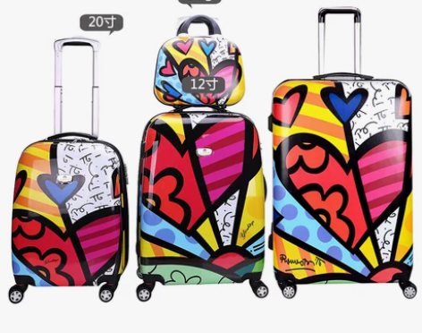 正品奥宝特涂鸦拉杆箱24/28寸旅行箱子母...