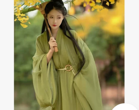绿色汉服女夏款原创魏晋制古装超仙气飘逸广袖...