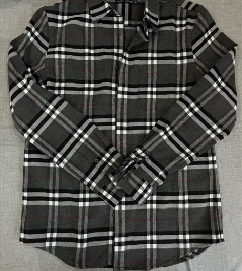 太平鸟正品男格子休闲衬衫，外一点点磨毛，中...