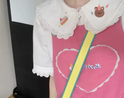 泡泡巴士popbus原创蛋糕刺绣爱心花边牛...