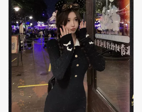 JMSHOP 爱神魔咒 甜辣撞色针织连衣裙...