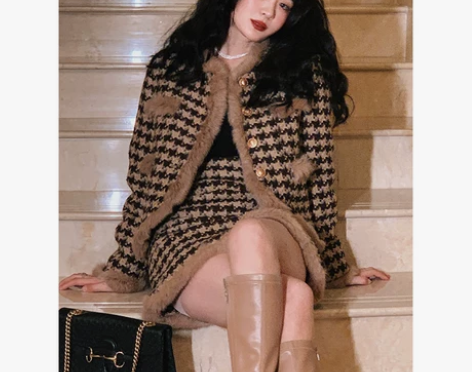 午后商店◆小香风套装裙女冬季名媛洋气港风复...