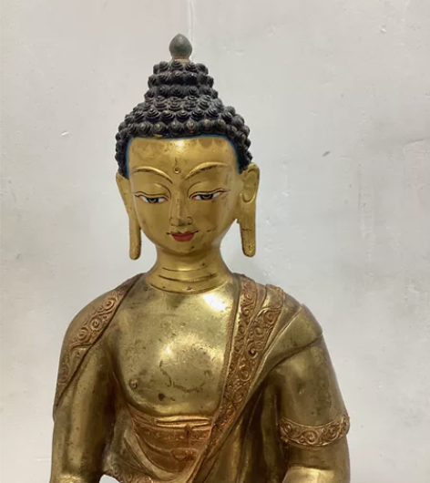 33cm高铜鎏金佛像释迦摩尼佛像，精品鎏金...