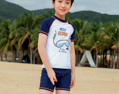 【包邮】361度儿童泳衣男分体泳裤套装中大...