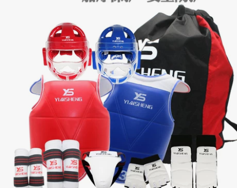 银盛跆拳道护具全套儿童五八件套实战跆拳道服...