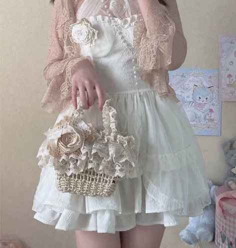 你别睡 白色 挂脖 连衣裙 废弃蔷薇 婚纱...