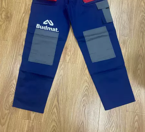 外贸飘兜工装裤拼色男士耐磨加固蓝色工作服裤...