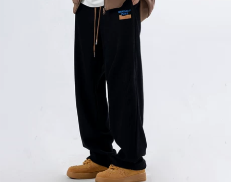 灯芯绒裤子男冬季新款加绒加厚直筒ins阔腿...