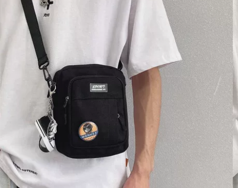 帆布小挎包男士单肩包日系休闲工装斜挎包男潮...