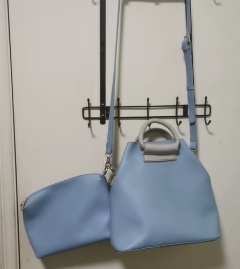 女士浅蓝单肩或手提子母包，背带长度可调节，...