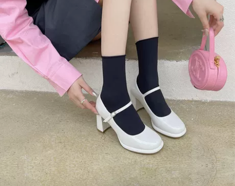 婚纱神器！单鞋高跟防水台搭扣复古法式玛丽珍...