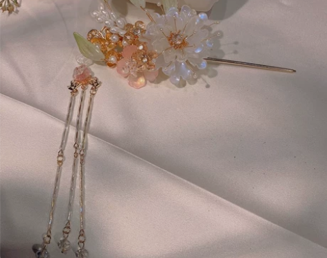 原创古风汉服配饰琉璃流苏大发钗铜保色唐宋明...