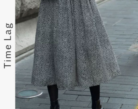 时差 2019秋冬新款a字裙宽松中长款印花...