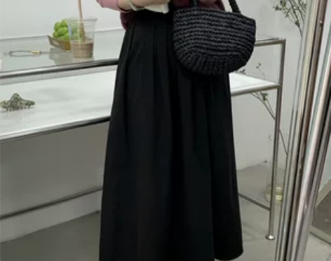 大F小Z 韩版中长裙秋冬季 复古纯色百搭压...