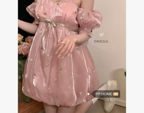 PPHOME闪闪鱼姬~夏季纯欲公主风露肩花...