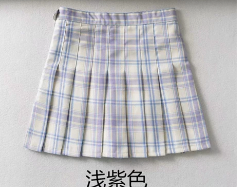 夏季清新BM风少女JK防走光格子百褶裙高腰...