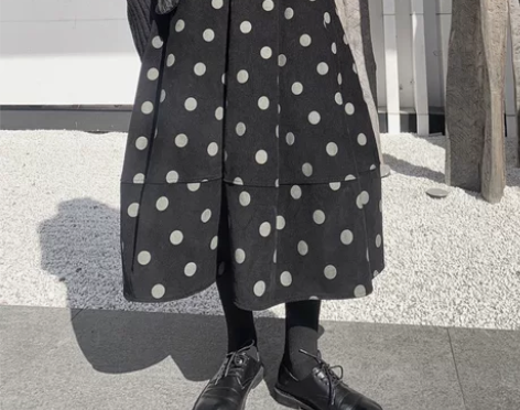 山本耀司日系设计感秋冬垂感花苞裙女圆波点灯...