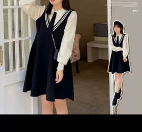 这款学院风的裙子超级绝。特别特别显瘦儿，而...