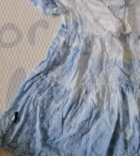 云南民族风手工扎染连衣裙，儿童裙蓝白棉麻舒...