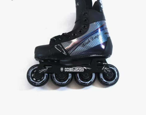 黑龙陆地冰球鞋旱冰鞋直排四轮儿童青少年成人...