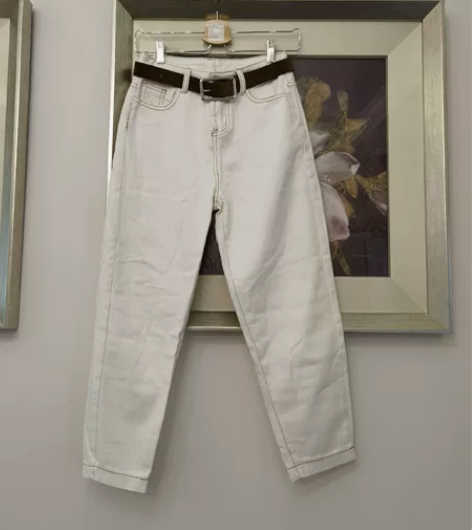 M码全新白色休闲裤 全新未穿 送鹿皮腰带纯...