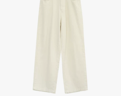 秋冬新款韩版文艺高腰水洗棉九分裤 白色休闲...