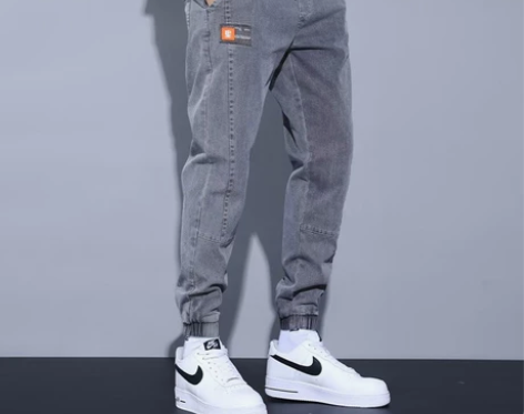 2022新款宽松束脚哈伦牛仔裤男百搭潮流潮...