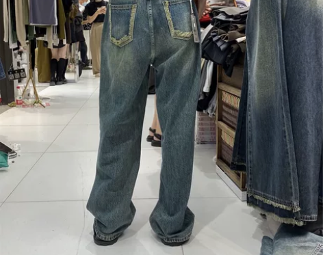 韩版新款牛仔裤女秋季水洗复古宽松显瘦阔腿裤...