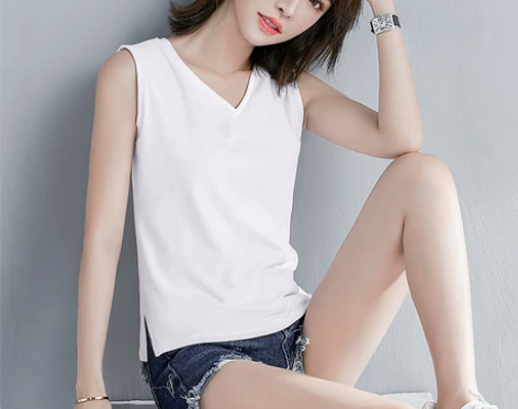 吊带V领性感设计感小众无袖T恤上衣夏打底衫...